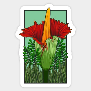 Vintage doodle illustration of Red Corpse Flower Sticker